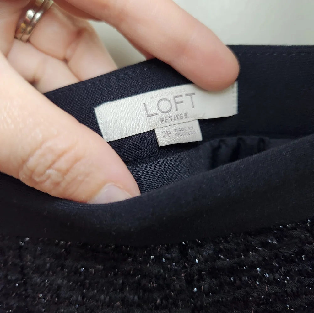 Women's Loft Black Shimmer Skirt Sz 2P